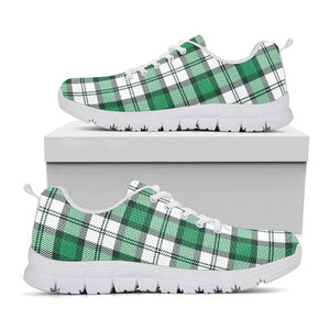 Shamrock St. Patrick's Day Tartan Print White Running Shoes