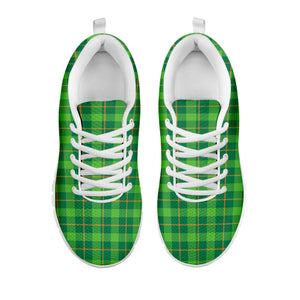 Shamrock Tartan St. Patrick's Day Print White Running Shoes