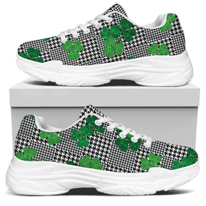 Shamrocks Houndstooth Pattern Print White Chunky Shoes