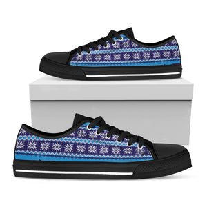 Shark Knitted Pattern Print Black Low Top Sneakers