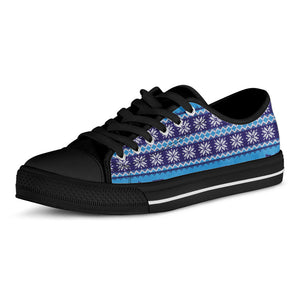 Shark Knitted Pattern Print Black Low Top Sneakers