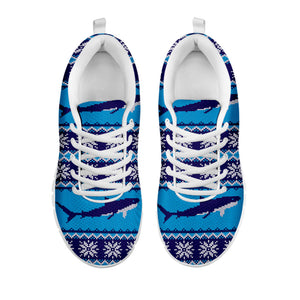 Shark Knitted Pattern Print White Running Shoes