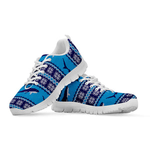 Shark Knitted Pattern Print White Running Shoes