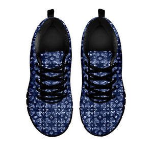 Shibori Floral Pattern Print Black Running Shoes