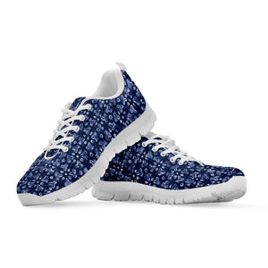 Shibori Floral Pattern Print White Running Shoes