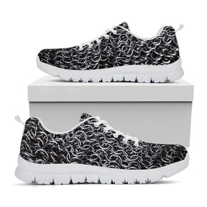 Silver Chainmail Print White Running Shoes