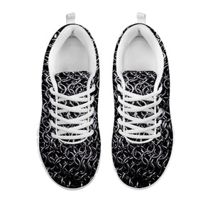 Silver Chainmail Print White Running Shoes