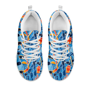 Skiing Equipment Pattern Print White Running Shoes
