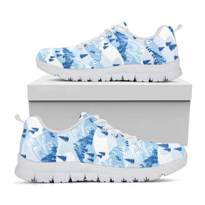Skiing Mountain Print White Running Shoes