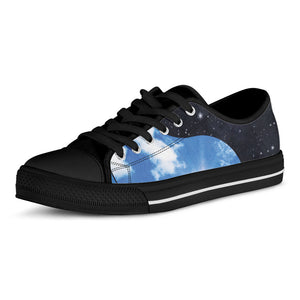 Sky And Space Yin Yang Print Black Low Top Sneakers
