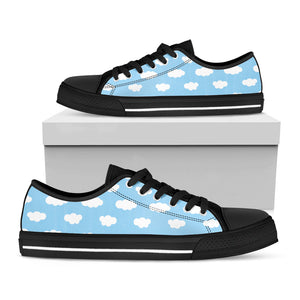 Sky Cloud Pattern Print Black Low Top Sneakers