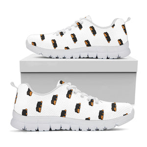 Sleeping Rottweiler Pattern Print White Running Shoes