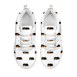 Sleeping Rottweiler Pattern Print White Running Shoes