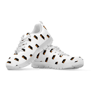 Sleeping Rottweiler Pattern Print White Running Shoes