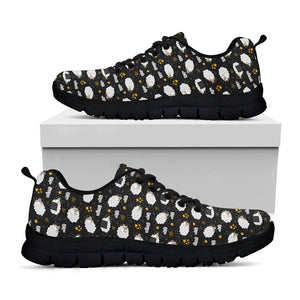 Sleeping Sheep Pattern Print Black Running Shoes