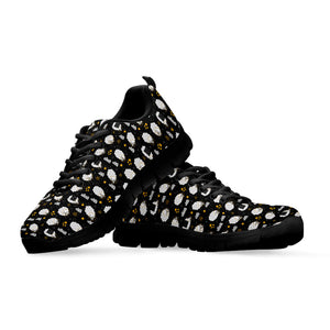 Sleeping Sheep Pattern Print Black Running Shoes