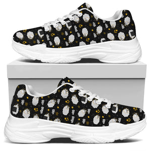 Sleeping Sheep Pattern Print White Chunky Shoes