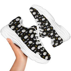Sleeping Sheep Pattern Print White Chunky Shoes