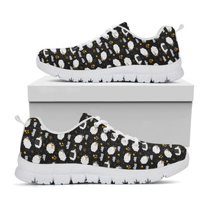 Sleeping Sheep Pattern Print White Running Shoes