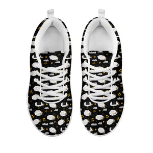 Sleeping Sheep Pattern Print White Running Shoes