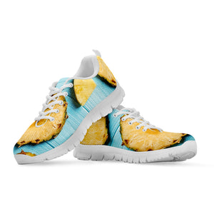 Sliced Pineapple Print White Running Shoes