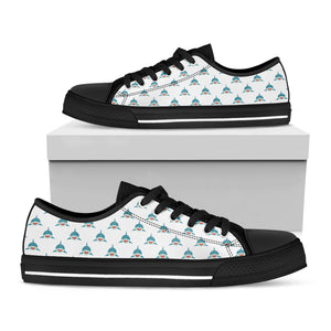 Smiley Shark Pattern Print Black Low Top Sneakers