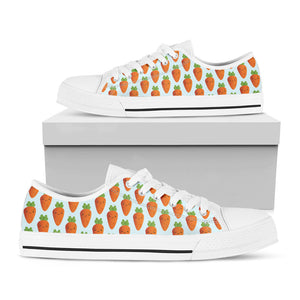Smiling Carrot Pattern Print White Low Top Sneakers