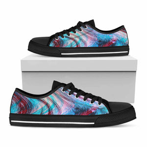 Smoke Psychedelic Trippy Print Black Low Top Sneakers
