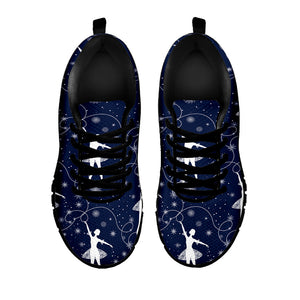 Snowflake Ballet Pattern Print Black Running Shoes