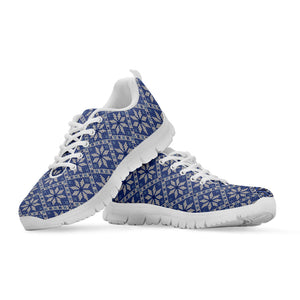Snowflakes Knitted Pattern Print White Running Shoes