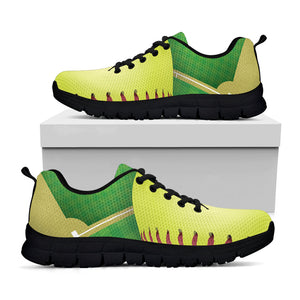 Softball Field And Ball Print Black Running Shoes