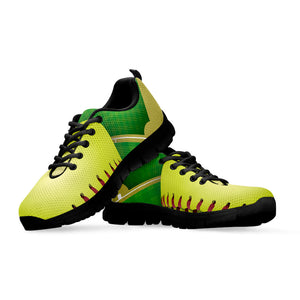Softball Field And Ball Print Black Running Shoes
