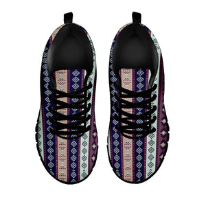 Southwestern Stripe Pattern Print Black Running Shoes