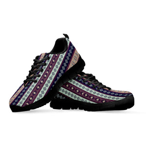 Southwestern Stripe Pattern Print Black Running Shoes