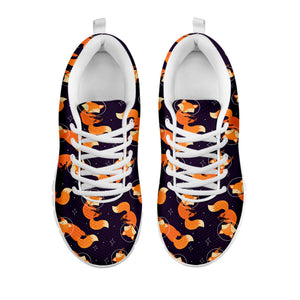 Space Fox Pattern Print White Running Shoes