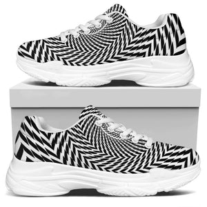 Spiral Illusory Motion Print White Chunky Shoes