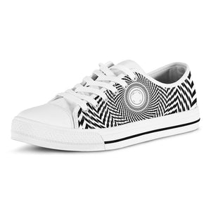 Spiral Illusory Motion Print White Low Top Sneakers