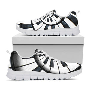 Spiral Piano Keyboard Print White Running Shoes