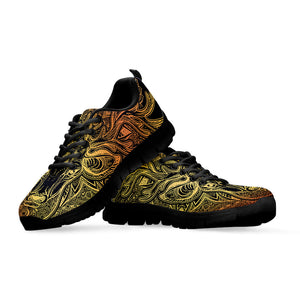 Spiritual Deer Mandala Print Black Running Shoes