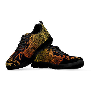 Spiritual Elephant Mandala Print Black Running Shoes
