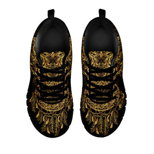 Spiritual Owl With Dreamcatcher Print Black Running Shoes