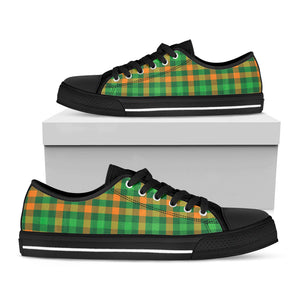 St. Patrick's Day Buffalo Check Print Black Low Top Sneakers