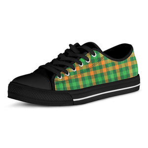 St. Patrick's Day Buffalo Check Print Black Low Top Sneakers