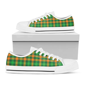 St. Patrick's Day Buffalo Check Print White Low Top Sneakers