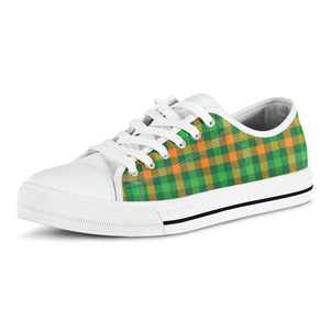 St. Patrick's Day Buffalo Check Print White Low Top Sneakers