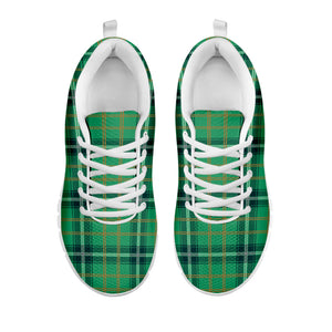 St. Patrick's Day Tartan Pattern Print White Running Shoes