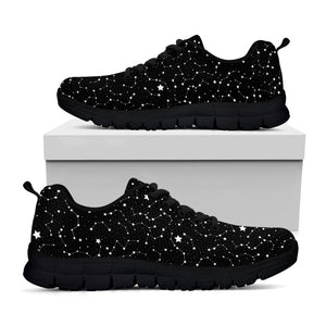 Star Constellations Pattern Print Black Running Shoes