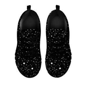 Star Constellations Pattern Print Black Running Shoes