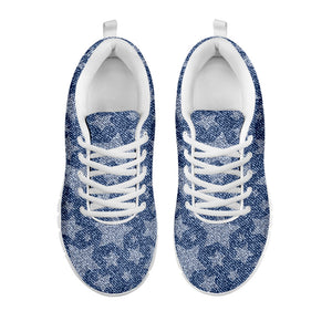 Star Denim Jeans Pattern Print White Running Shoes