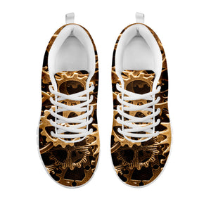 Steampunk Brass Cogs And Gears Print White Running Shoes